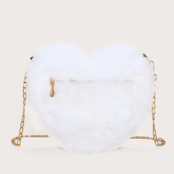 Shein White heart fuzzy y2K purse - Picture 2 of 4